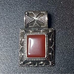 Silver-tone Carnelian Pendant